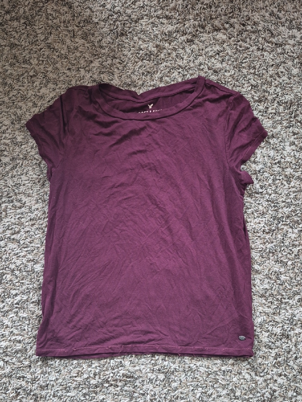 Aerie Essential Short Sleeve Tee in Burgundy